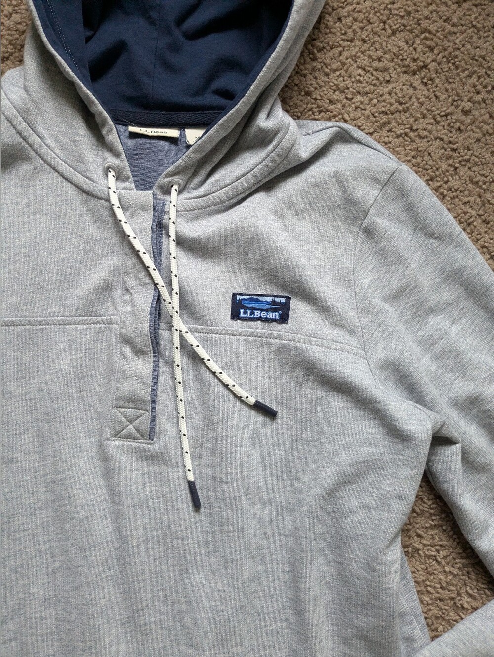🏔️ L.L. Bean 100% Cotton 3/4 Button-Down Hoodie Sweatshirt